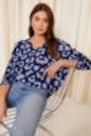 Friends Like These Bright Blue Animal Soft Jersey V Neck Long Sleeve Tunic Top - Image 1 of 1