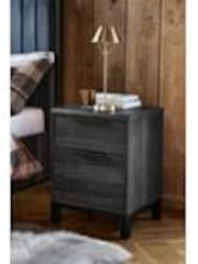 Black Bronx Oak Effect 2 Drawer Bedside Table - Image 1 of 1