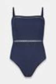 Mint Velvet Navy Texture Rikrak Bandeau Swimsuit - Image 1 of 1