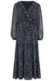 Pour Moi Black Ditsy Print Chiffon Frill Midaxi Dress - Image 1 of 1