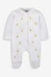 JoJo Maman Bébé Giraffe Embroidered Cotton Baby Sleepsuit - Image 1 of 1