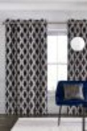 Geo Cut Velvet Collection Luxe Eyelet Curtains - Image 1 of 1