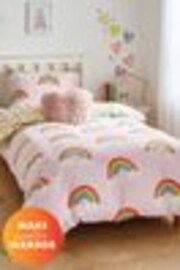 Catherine Lansfield Pink Rainbow Hearts Cosy Fleece Duvet Cover Set - Image 1 of 1