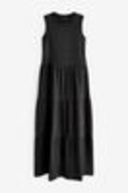 Black Sleeveless Crew Neck Tiered Summer Maxi Dress - Image 1 of 1