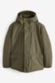 Olive Green Borg Lined Shower Resistant Hooded Parka Jacket - Image 1 of 1