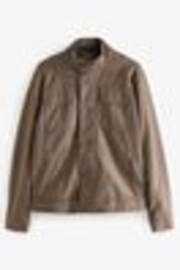 Brown Faux Leather Biker Jacket - Image 1 of 1