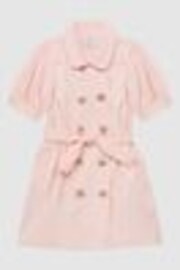 Reiss Pink Naomi Puff Sleeve Belted Dress - Image 1 of 1