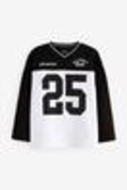 Black/White 100% Cotton Long Sleeve Varsity T-Shirt (3-16yrs) - Image 1 of 1