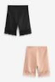 Black / Praline Nude Tummy Control Light Shaping Lace Back Shorts 2 Pack - Image 1 of 1