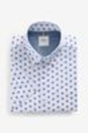 White/Blue Hummingbird Easy Iron With Button Down Collar Short Sleeve Oxford Shirt - Image 1 of 1