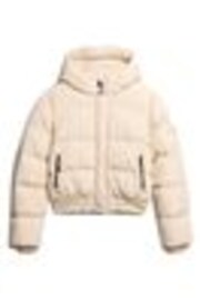 Superdry Off Grey Hooded Sports Puffer Bomber Jacket - Image 1 of 1