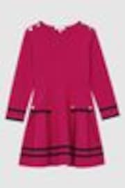 Reiss Bright Pink Paige 4-9 yrs Knitted Flared Dress - Image 1 of 1
