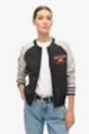 Superdry Black College Script Graphic Bomber Hoodie - Image 1 of 1