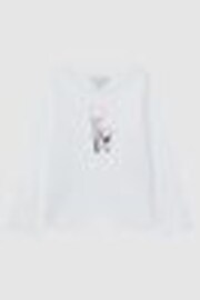 Reiss White Marli 4-9 yrs Cotton Reindeer Long Sleeve T-Shirt - Image 1 of 1
