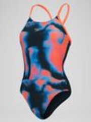 Speedo Womens Blue All-Over Fixed Crossback Swimsuit - Image 1 of 1