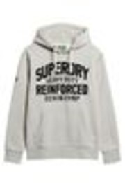 Superdry Stone Beige Marl Embroider Script Graphic Hoodie - Image 1 of 1