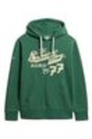 Superdry Academy Green Embroider Script Graphic Hoodie - Image 1 of 1