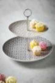 Grey Geo Cake Stand Embossed Serveware - Image 1 of 1