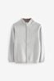 Grey 100% Cotton Zip Through Knitted Cardigan (3-16yrs) - Image 1 of 1