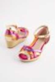 Bright Rainbow Woven Wedge Ankle Strap Sandals - Image 1 of 1