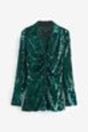 Green Long Sleeve Sequin Ruched Shirt - Image 1 of 1