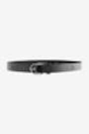 Black with Silver Regular Leather Belt - Image 1 of 1