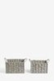Grey Plastic Wicker Set of 2 Storage Basket - Image 1 of 1