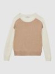Reiss Camel Audrey 4-9 yrs Colourblock Crew Neck Jumper - Image 1 of 1
