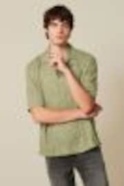 Green Floral Short Sleeve Shirt With Cuban Collar - Image 1 of 1