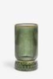 Green Ribbed Glass Hurricane Candle Holder Medium - Image 1 of 1
