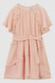 Reiss Pink Aubrey Belted Frill Dress - Image 1 of 1