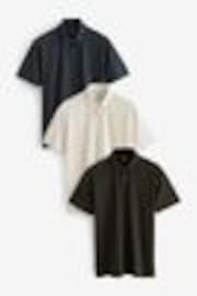 Blanc/Navy/Noir Or Geos - Ajustement régulier - Polo en jersey Manches courtes 3 Pack - Image 1 de 1