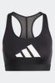 adidas Black Powerreact Big Logo Low Impact Bra - Image 1 of 1