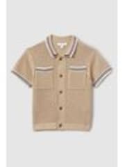 Reiss Soft Taupe Coulson 3-9 yrs Crochet Contrast Trim Shirt - Image 1 of 1