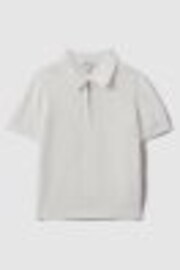 Reiss Optic White Burnham Teen Textured Half-Zip Polo T-Shirt - Image 1 of 1