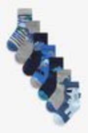 Blue Dino Cotton Rich Socks 7 Pack - Image 1 of 1