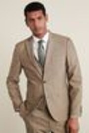 Taupe Tailored Fit Wool Blend Motion Flex Suit: Jacket - Image 1 of 1