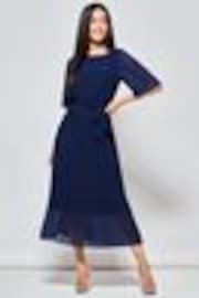 Jolie Moi Blue Qynn Chiffon Pleated Maxi Dress - Image 1 of 1