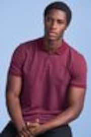 Burgundy Red Stripe Pique Polo Shirt - Image 1 of 1