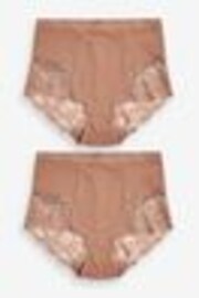 Caramel Nude Print Tummy Control Shaping Lace Back Brazilian Knickers 2 Pack - Image 1 of 1