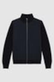 Reiss Navy Trainer Hybrid Zip Through Quilted Jumper - Image 1 of 1