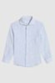 Reiss White/Blue Ruban Linen Regular Fit Shirt - Image 1 of 1