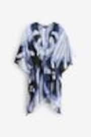 Navy Abstract Floral Print Longline Tie Waist Kimono Cover-Up - Image 1 of 1