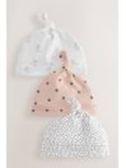 Schwarz/Weiß Bunny - Babymützen aus Baumwolle mit Krawattenverschluss, 100 % Baumwolle, 3er-Pack (0–12 Monate) - Bild 1 von 1
