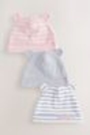 Pink/Grey Baby Beanie 100% Cotton Hats 3 Pack (0-18mths) - Image 1 of 1