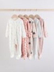 Braun/Creme - 5er-Pack Baby-Schlafanzüge mit Häschenmotiv (0M.–2J.) - Image 1 of 1