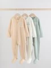 Verde menta - Two Way Zip Baby Sleepsuits 3 Pack (0-2yrs) - Imagen 1 de 1