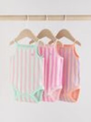 Multi stripe Strappy Vest Baby 100% Cotton Bodysuits 3 Pack - Image 1 of 1