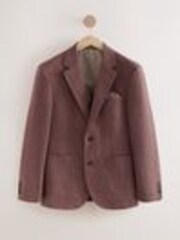 Rust Brown Slim Fit Nova Fides Italian Fabric Textured Cotton Blend Blazer - Image 1 of 1