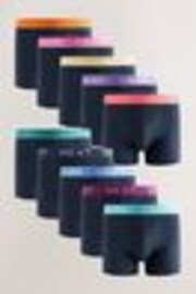 Navy Bright Contrast Waistband Rich Trunk Boxers 10 Pack - Image 1 of 1
